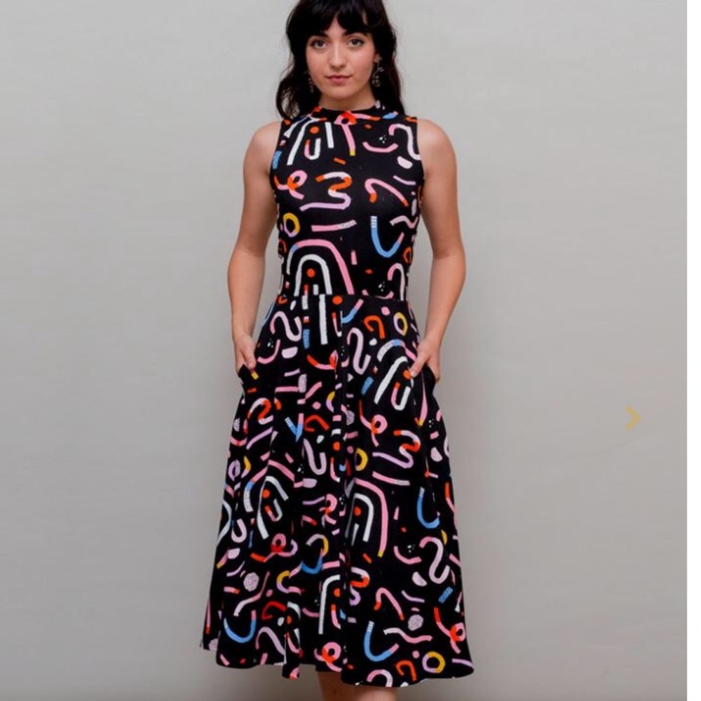 NWOT Nooworks Dahlia Mockneck Dress M Candy Print